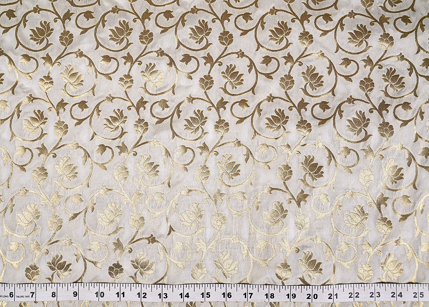 White  Silk Fabric With Allover Jaal Pattern Of Zari Handloom 20289