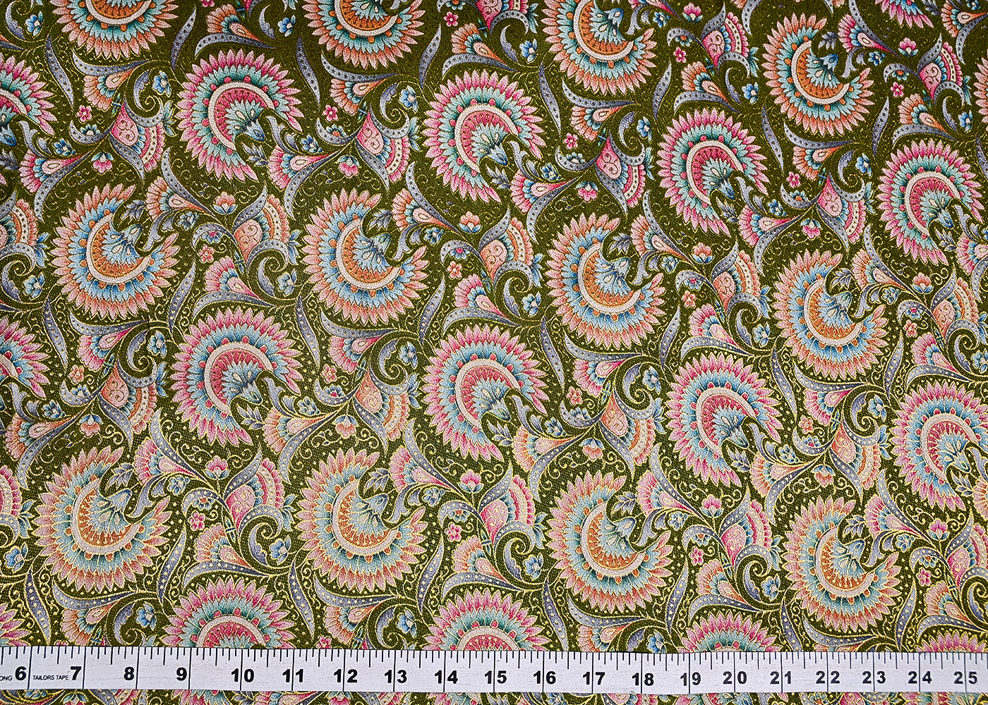 Mehendi Green Upada Silk Fabric With Traditional Print With Golden Zari Work 20311