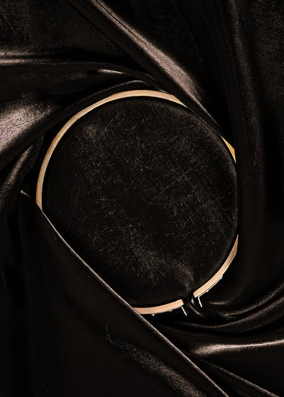 Black Colored Organza Satin Fabric 20341(101)