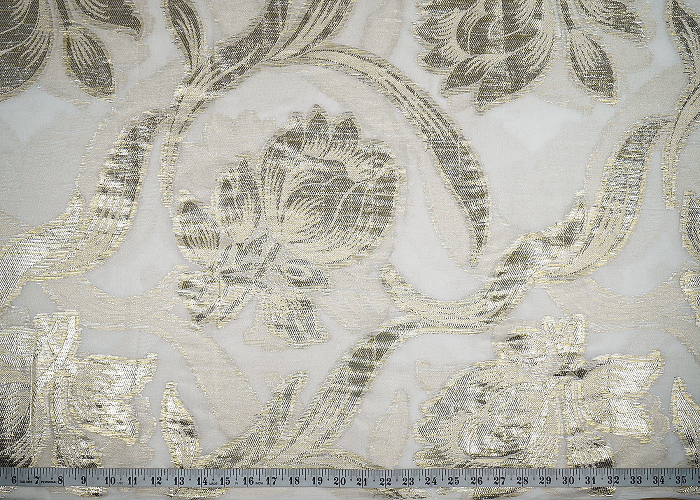 White Georgette Fabric With All Over Foil Work 20342