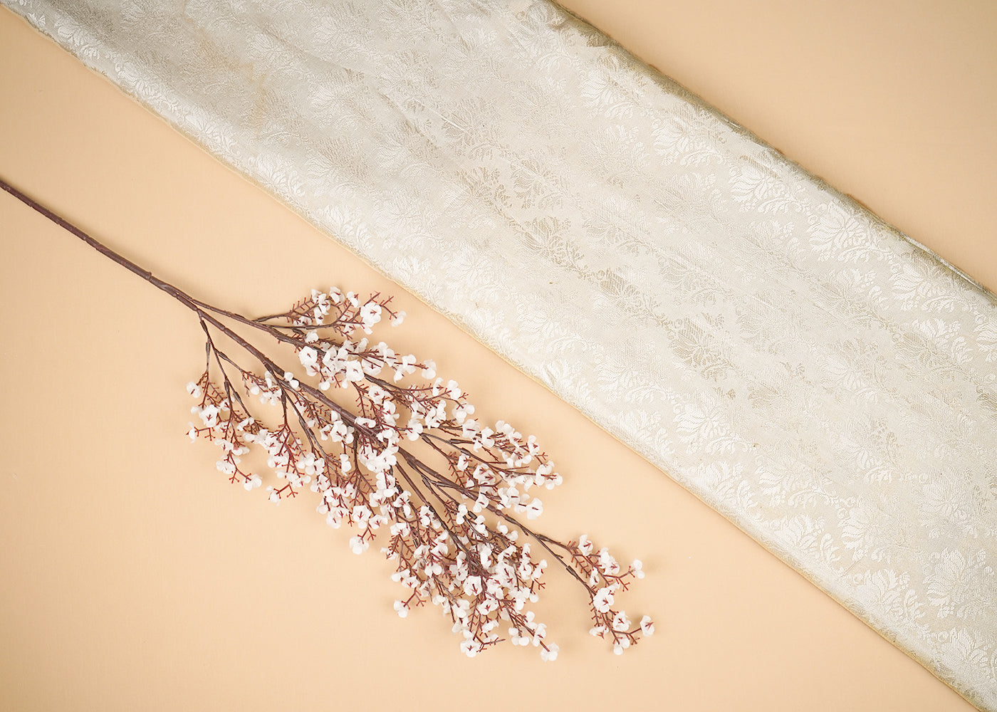 White Tissue Fabric With All Over Thread Handloom 20348