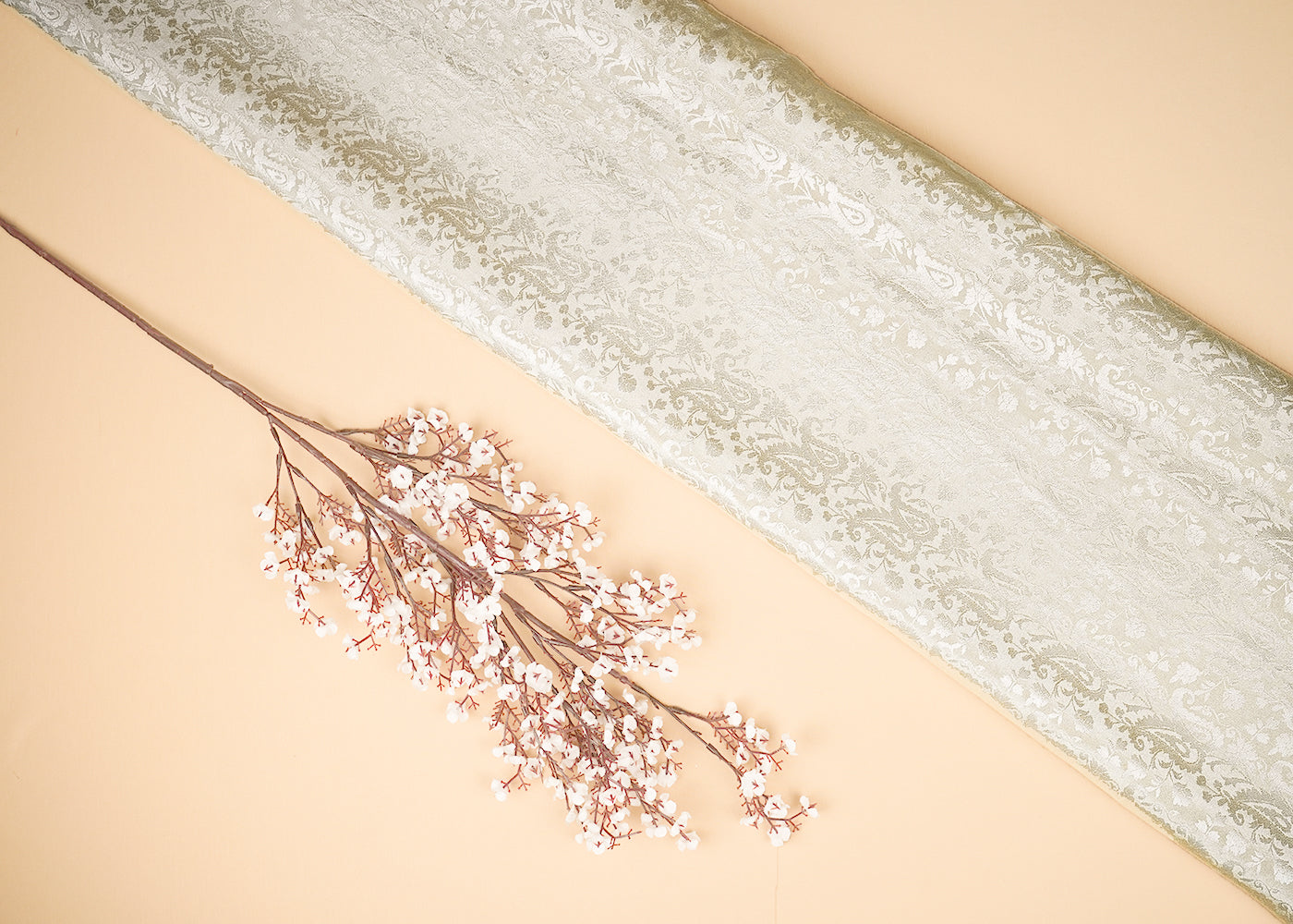 White Tissue Fabric With All Over Thread Handloom 20350