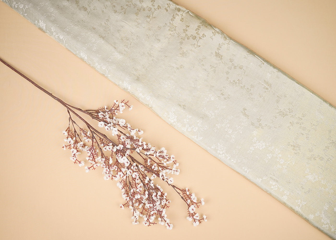 White Tissue Fabric With All Over Thread Handloom 20351