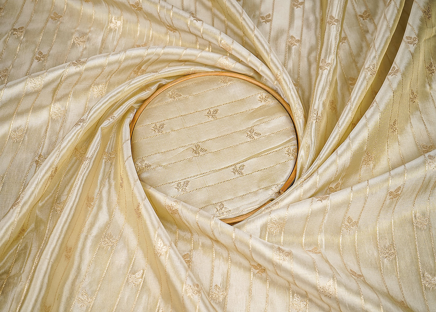 Light Golden Tissue Fabric With All Over Golden Zari Handloom 20353