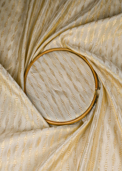 Golden Tissue Fabric With All Over Golden Zari Handloom 20356