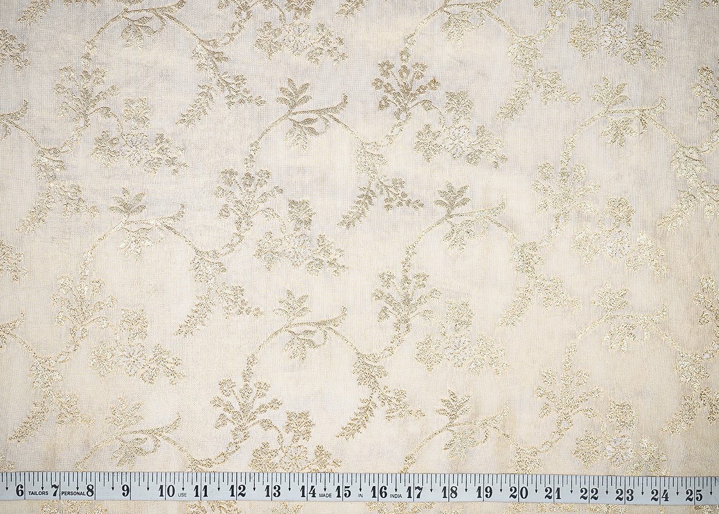 Light Golden Tissue Fabric With All Over Golden Zari Handloom 20360