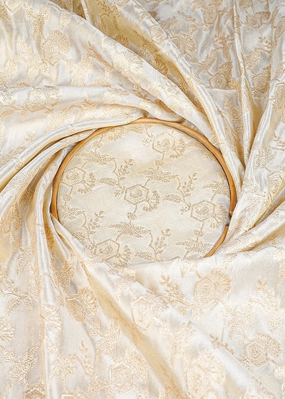 Light Golden Tissue Fabric With All Over Golden Zari Handloom 20361