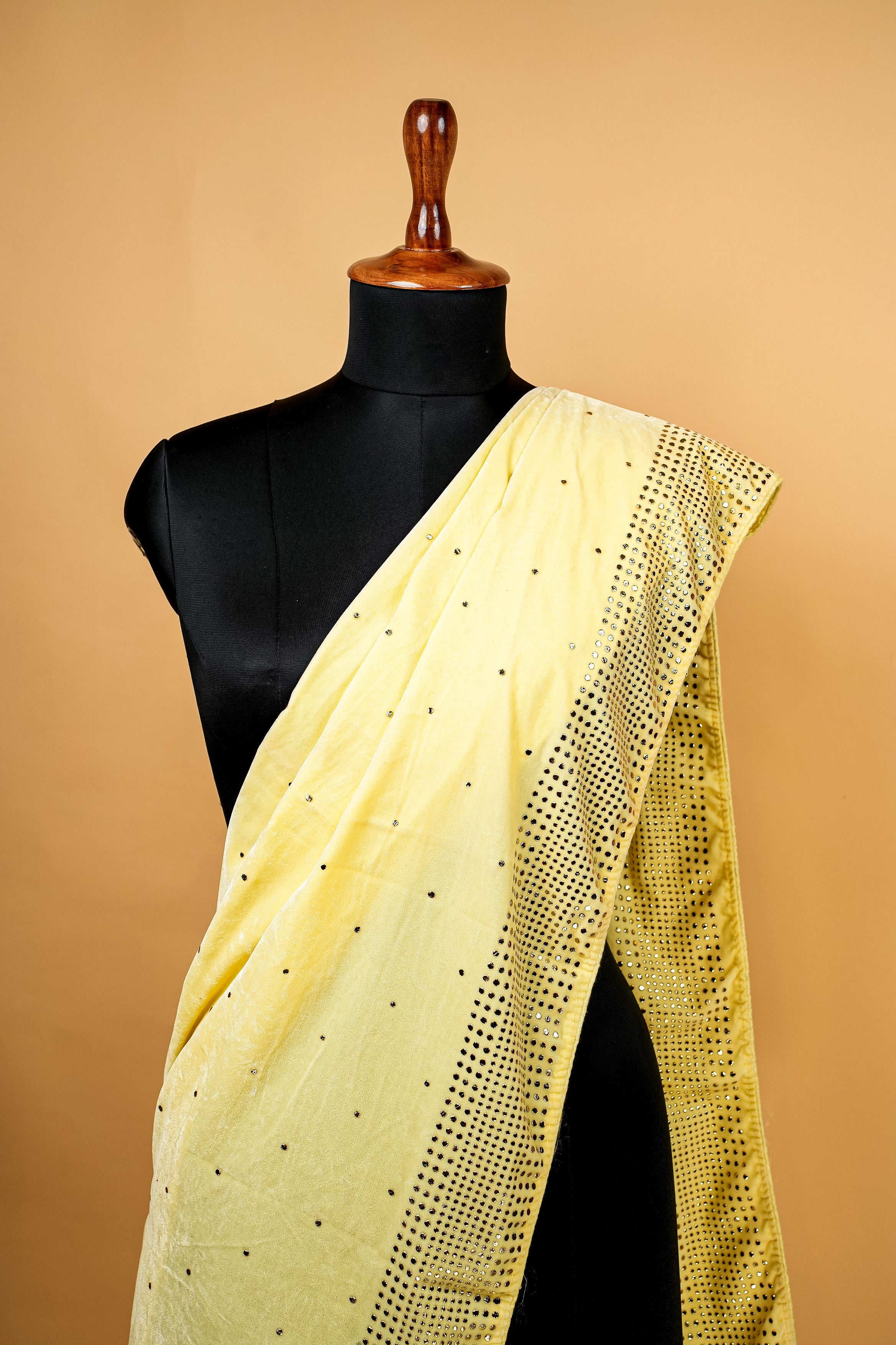 Lemon Dupatta with Dew Drop Work Allover With Border