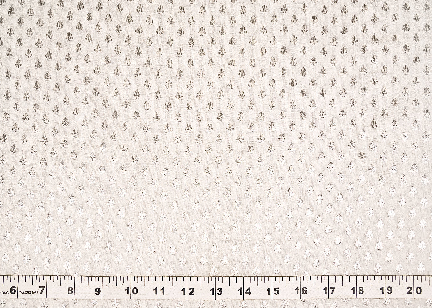 White Dyeable Chanderi Fabric With All Over Buti Of Silver Zari Handloom 20403