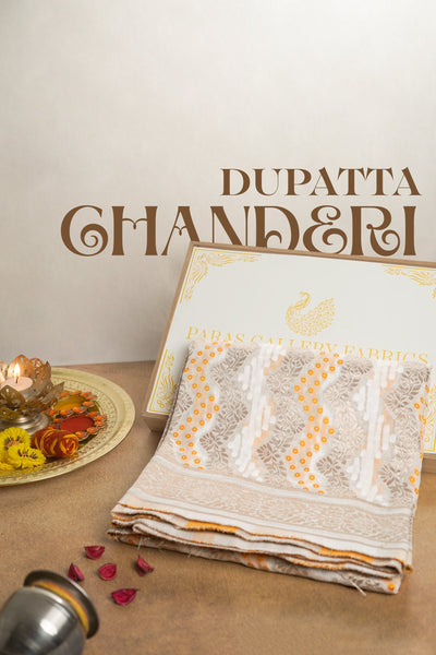 White Dyeable Georgette Dupatta With All Over Thread And Zari Handloom 20407