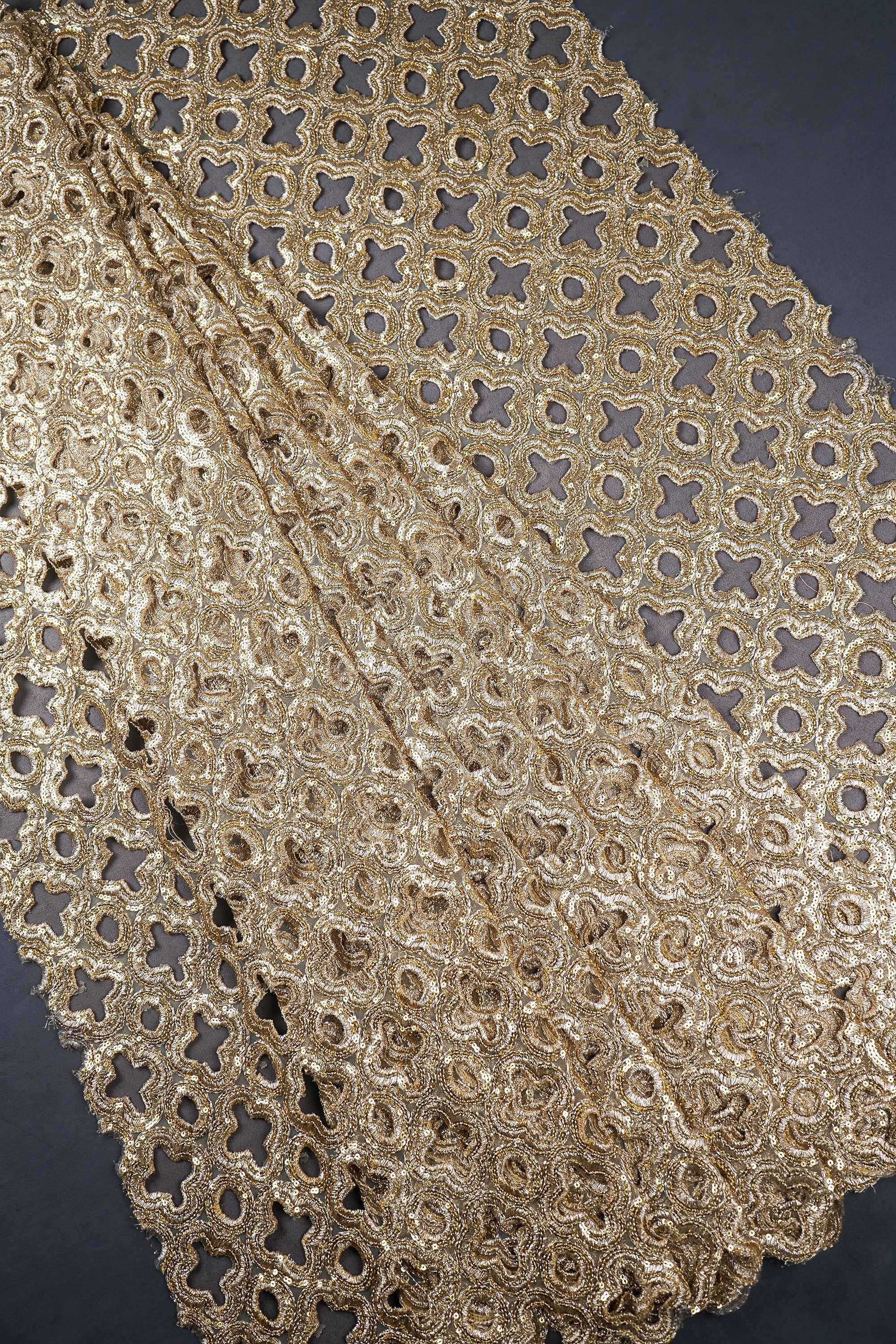 White Net Dupatta With All Over Sequins, Zari And Lucknowi Work 20473