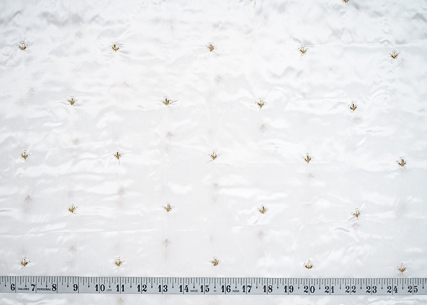 White Crepe Fabric With All Over Buti Of Katdana And Bead 20480