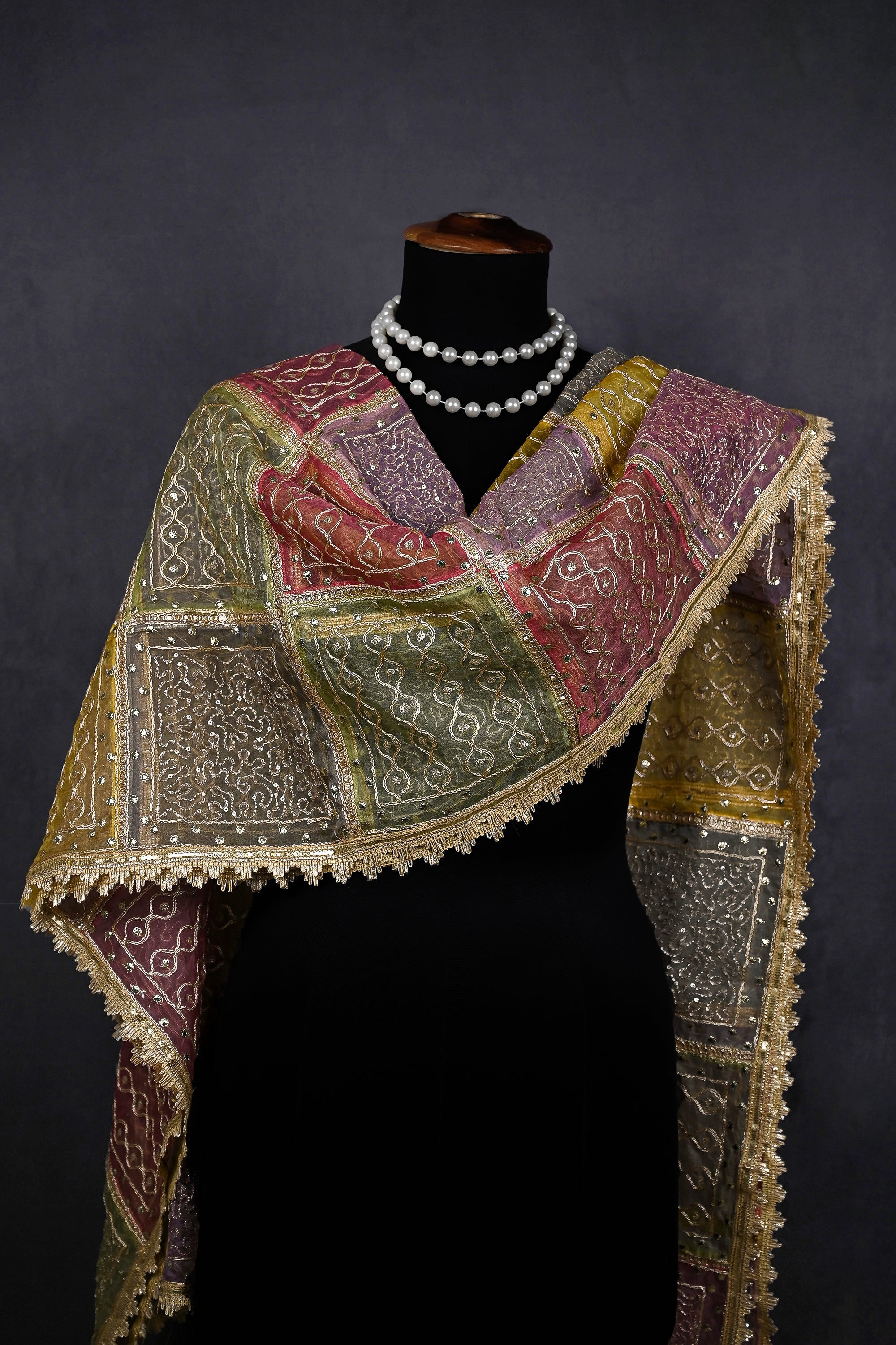 Multi-Color-Organza-Dupatta-With-All-Over-Zari-And-Sequins-Work-20524-wearing-view