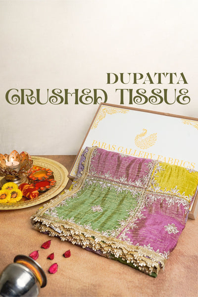 Multi-Color Crushed Tissue Dupatta With All Over Sequins And Zari Work 20527