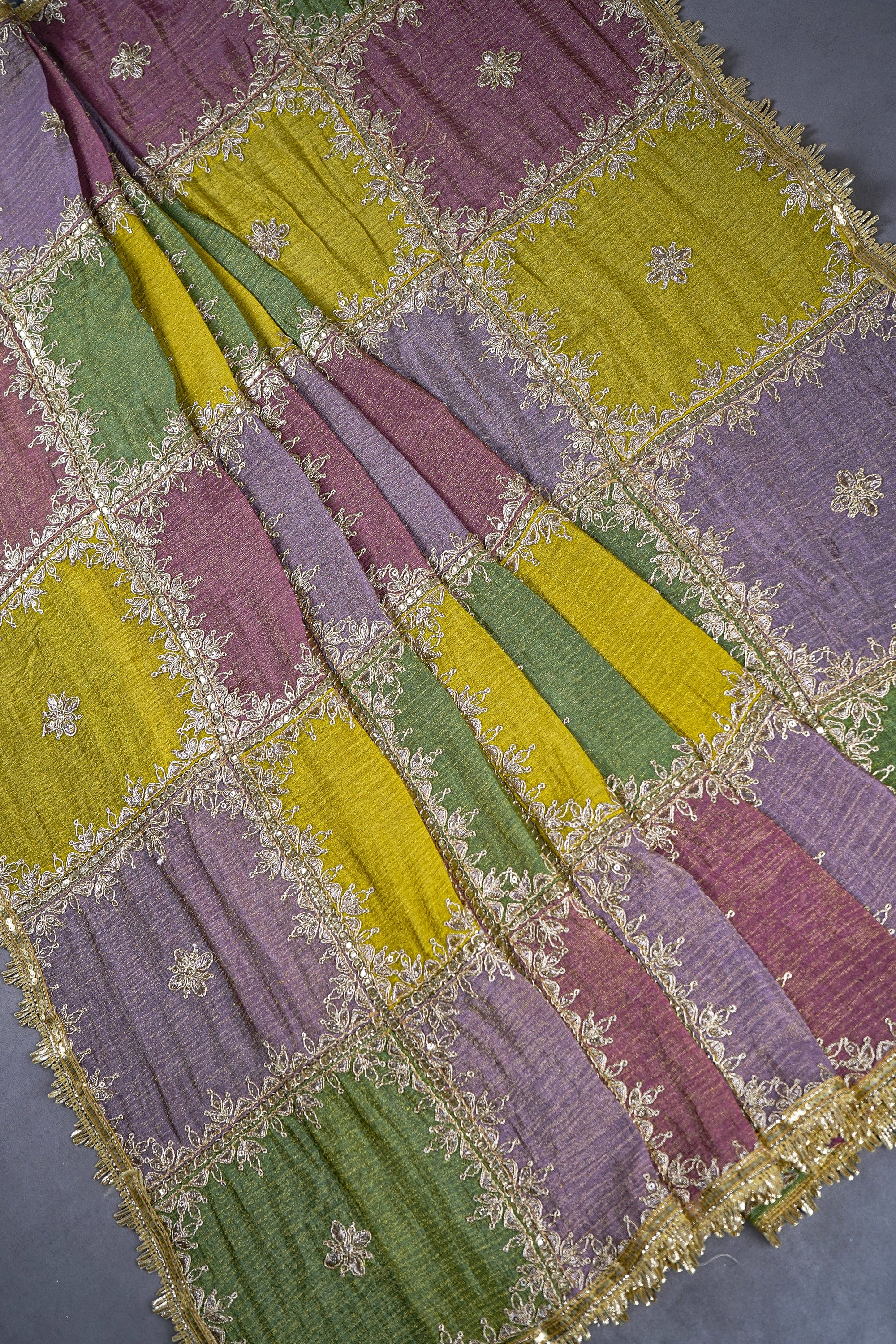 Multi-Color Crushed Tissue Dupatta With All Over Sequins And Zari Work 20527