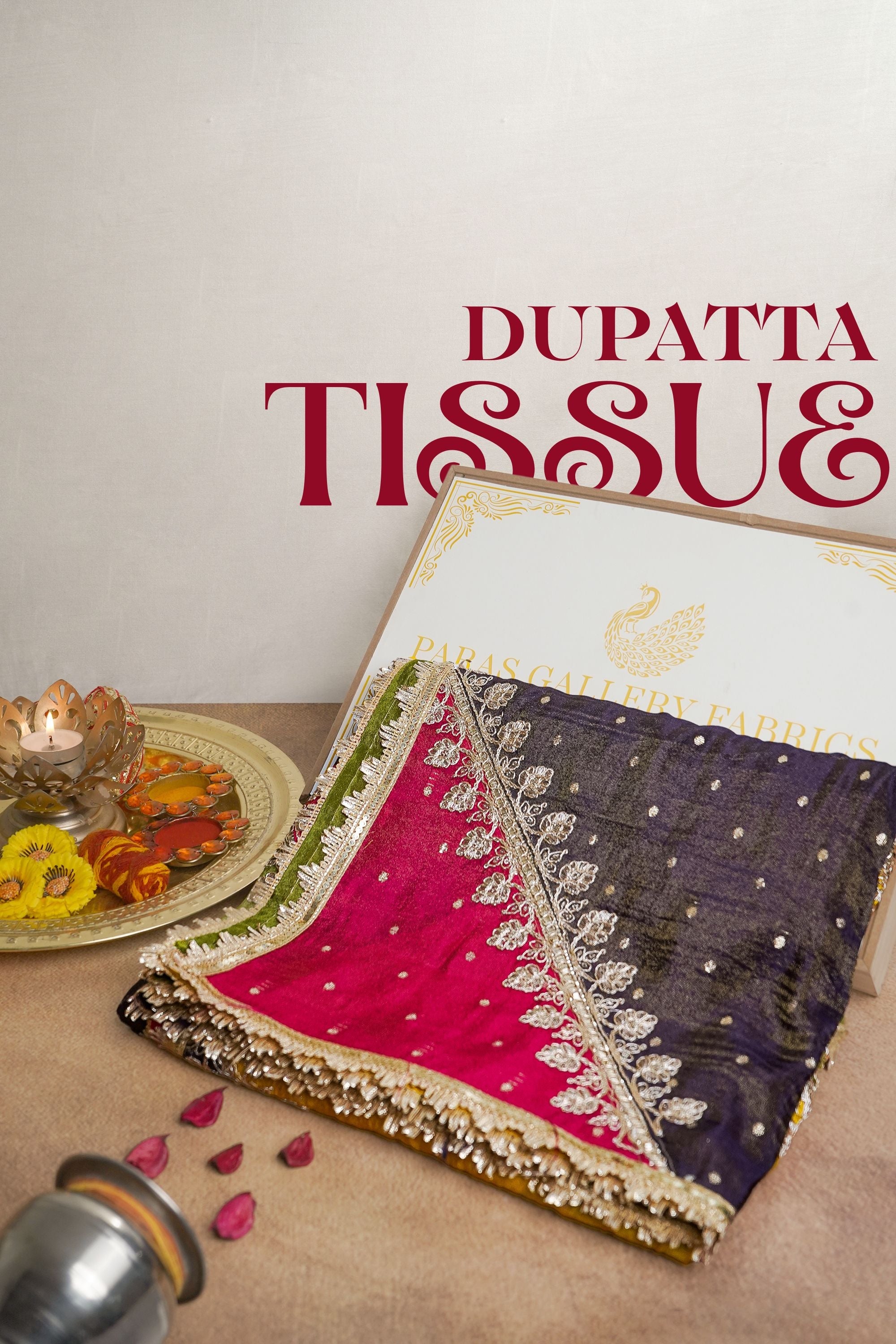Multi-Color Tissue Dupatta With All Over Sequins And Zari Work 20528
