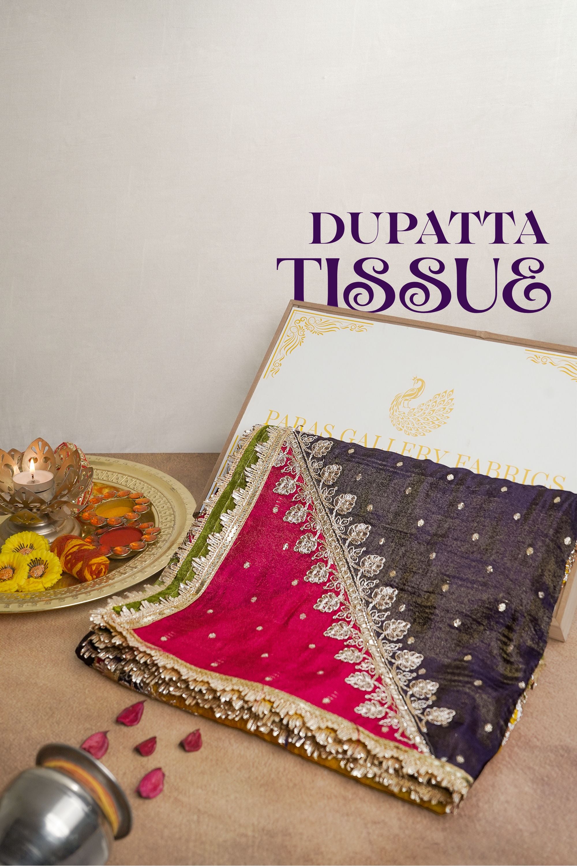 Multi-Color Tissue Dupatta With All Over Sequins And Zari Work 20528