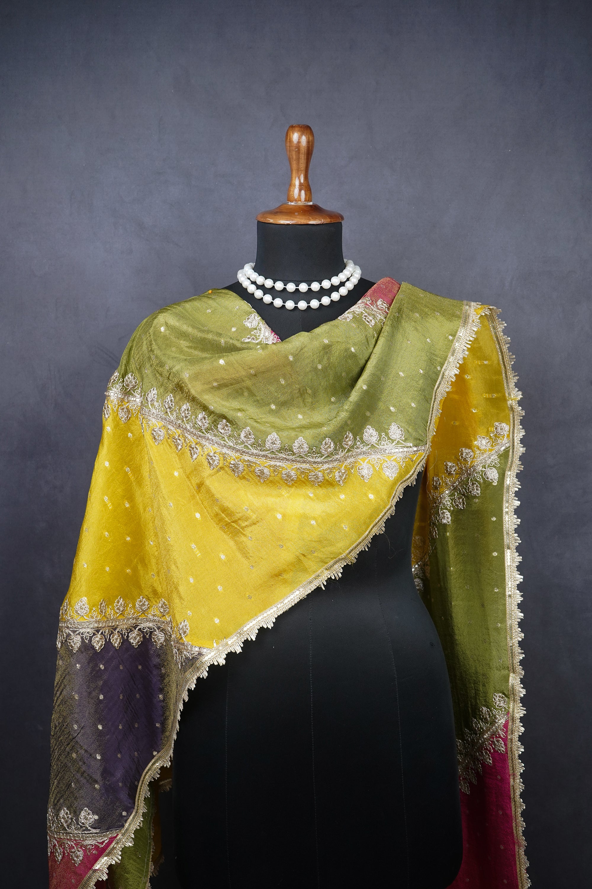 Multi-Color Tissue Dupatta With All Over Sequins And Zari Work 20528