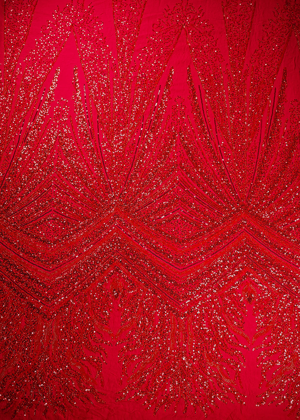 Rani Pink Georgette Fabric With All Over Sequins And Bead Work With One Side Heavy Border 20552