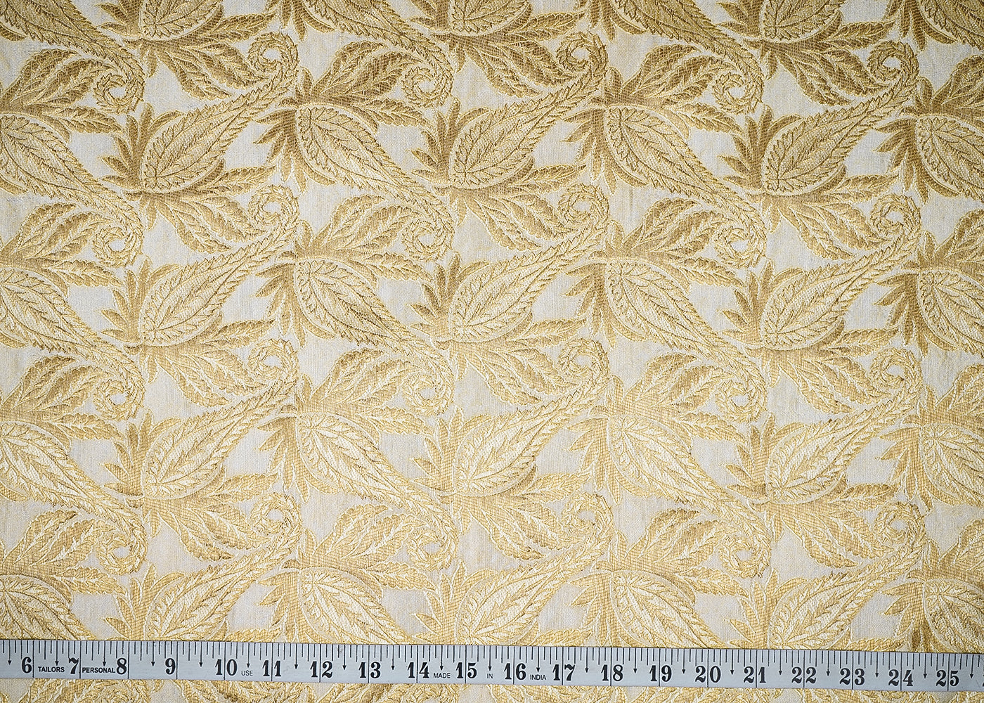 Golden Banarasi Brocade Fabric With All Over Golden Zari Handloom 20562