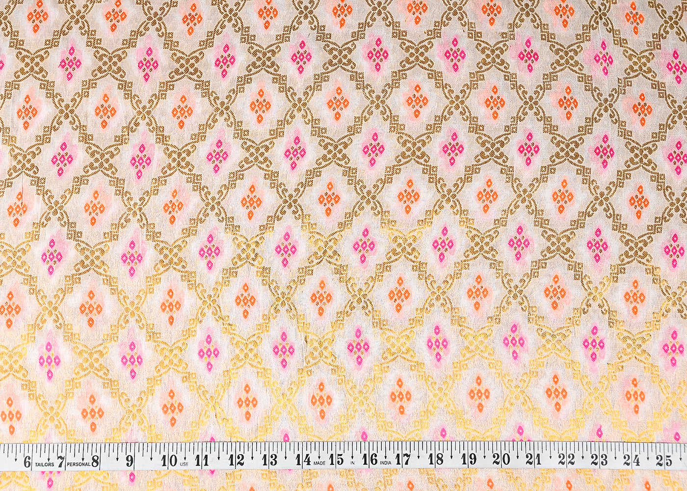 White Georgette Fabric With All Over Thread And Zari Handloom 20582