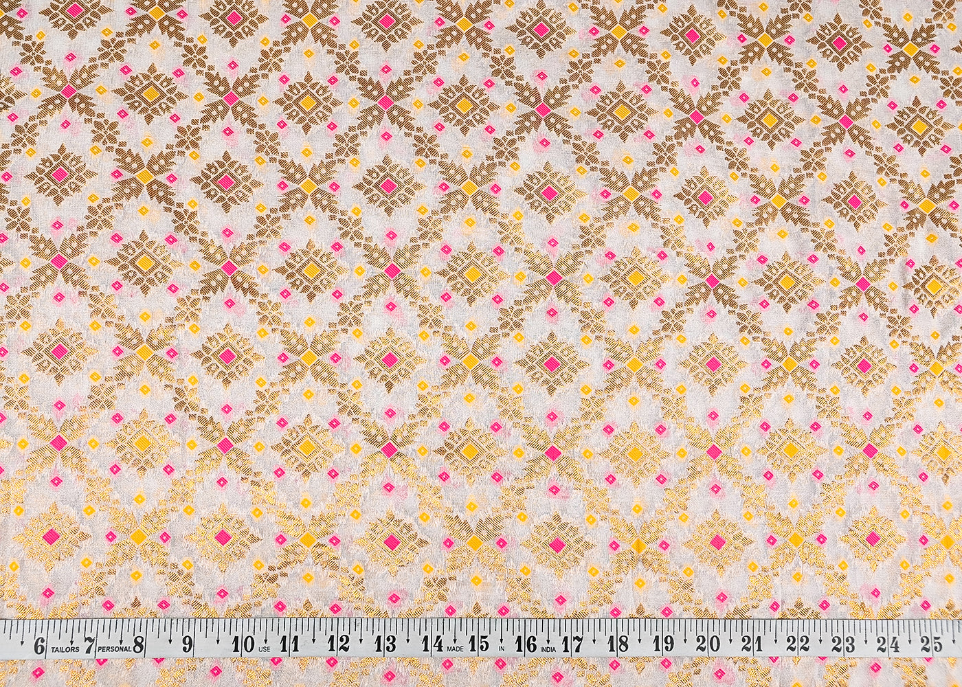 White Georgette Fabric With All Over Thread And Zari Handloom 20583