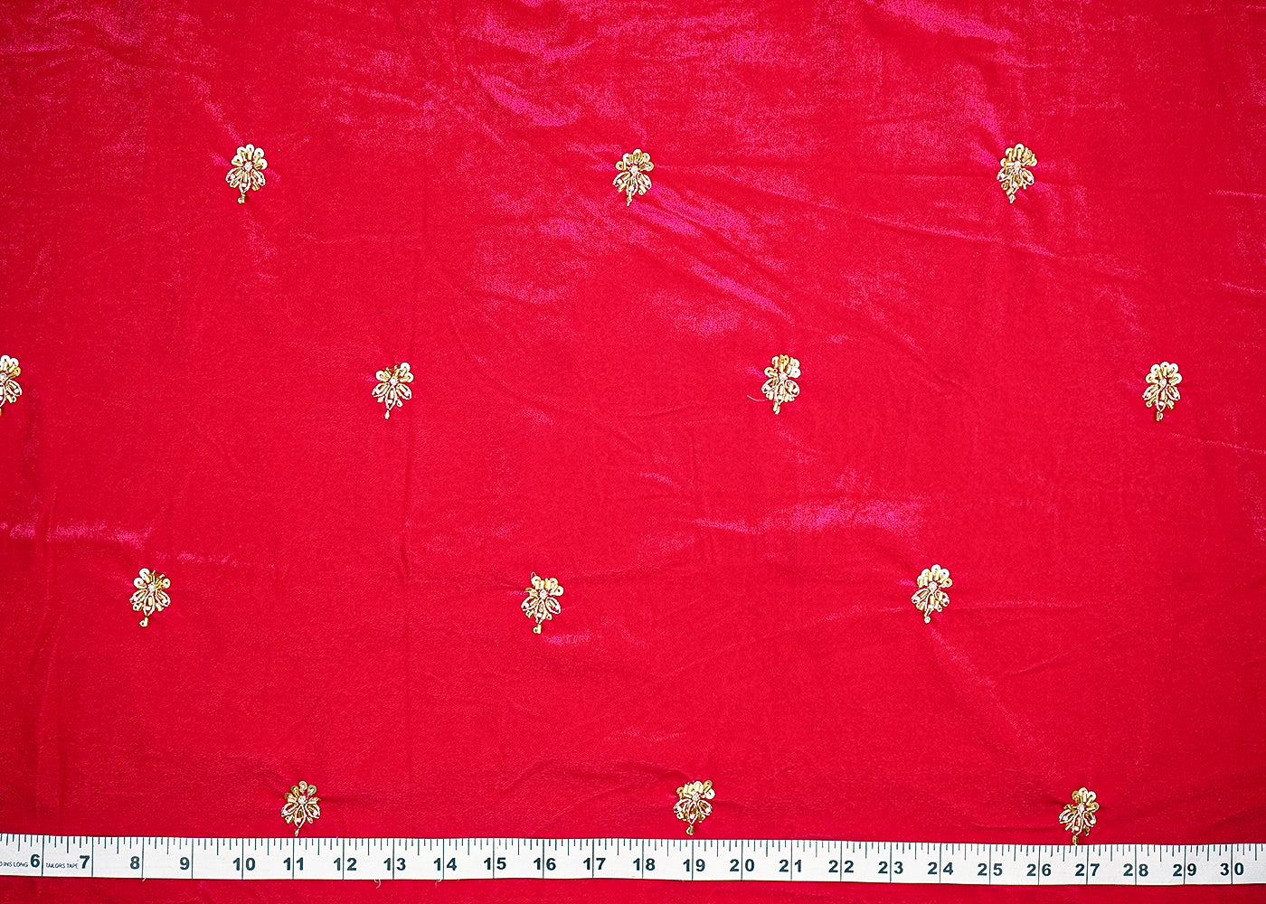 Rani Pink Velvet Fabric With All Over Buti Of Katdana, Sequins And Zari 20600