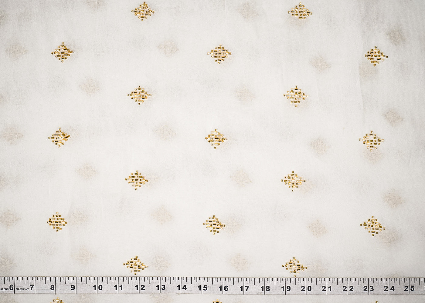 White Georgette Fabric With All Over Buti Of Katdana And Bead 20608