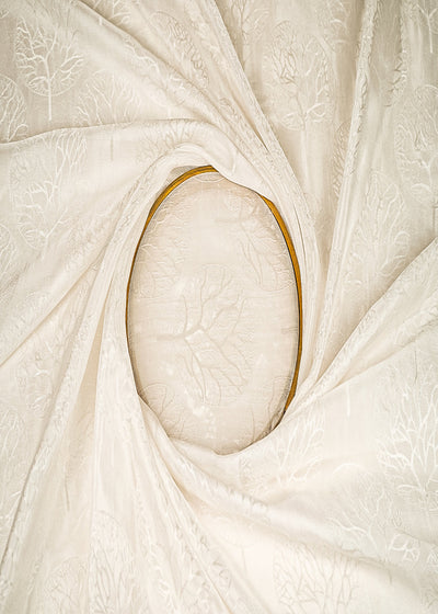 White Silk Fabric With All Over Thread Handloom 20652