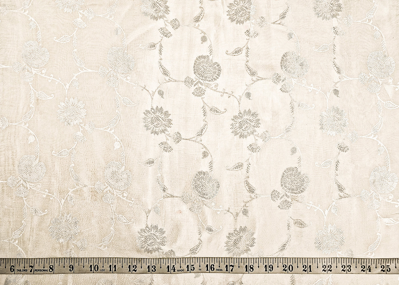 White Silk Fabric With All Over Thread Handloom 20656