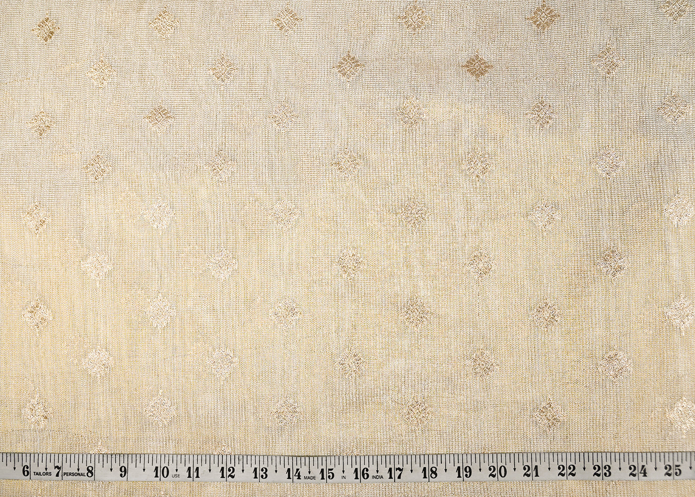 Golden Georgette Fabric With All Over Golden Zari Handloom 20659