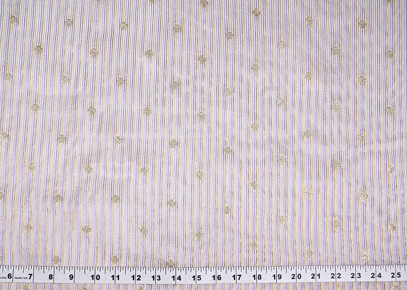 White Organza Fabric With All Over Zari And Multi Coloured Lurex Thread 20660