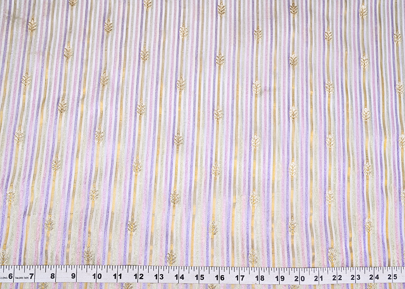 White Organza Fabric With All Over Zari And Multi Coloured Lurex Thread 20661