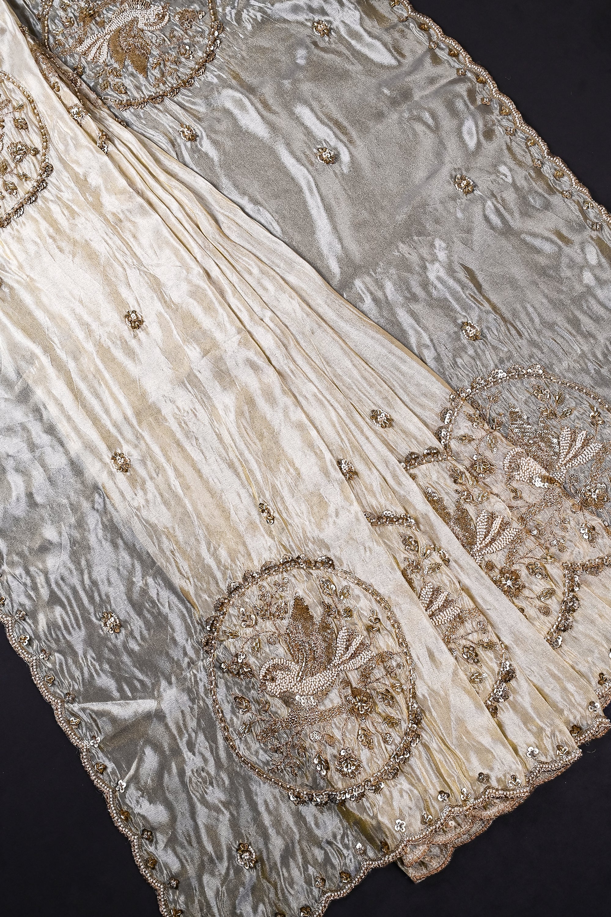 Golden Dyeable Tissue Dupatta All Over Zari, Sequins, Katdana And Bead Work 20709