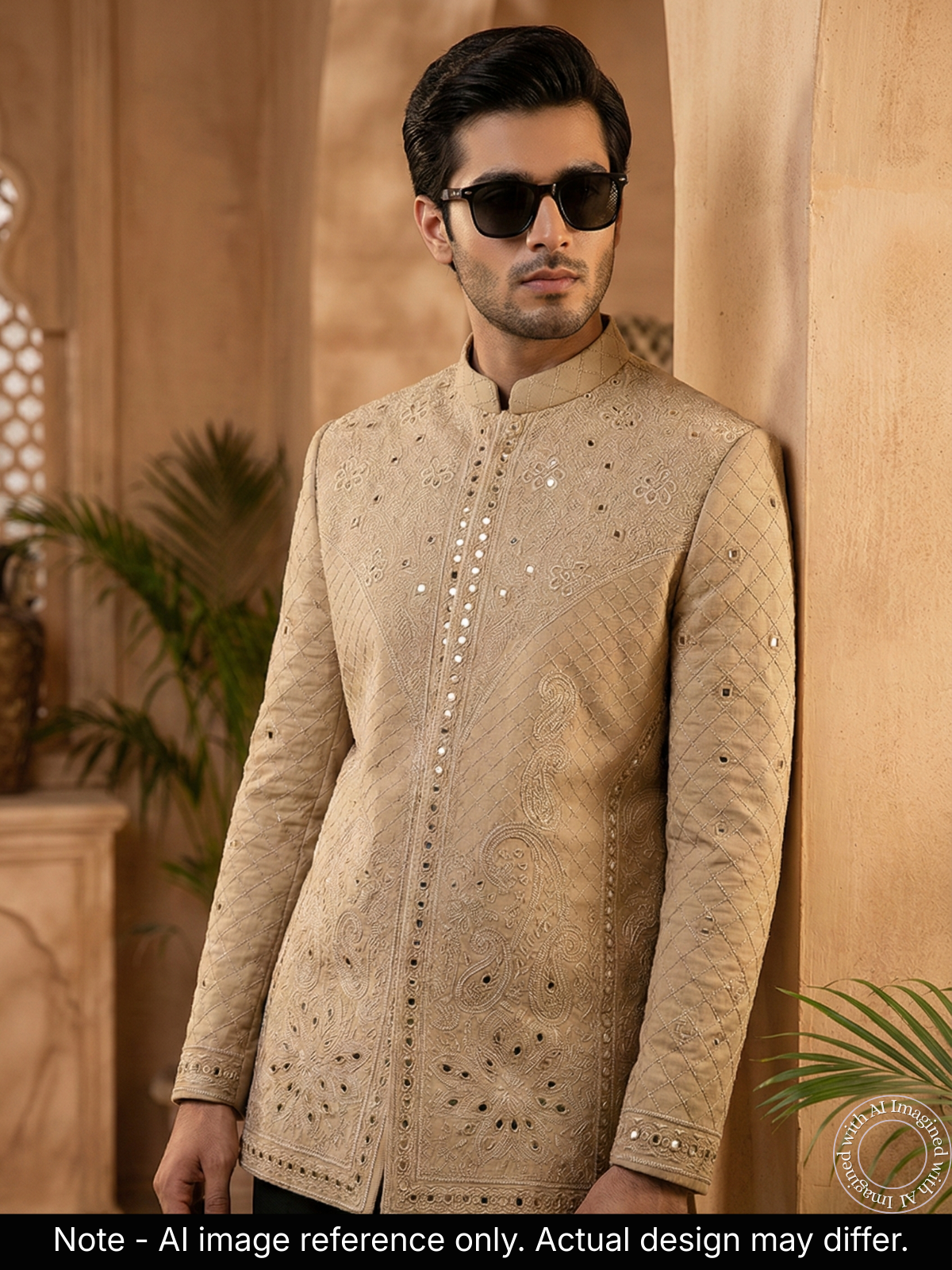 The Riwaayat - Unstitched Chiku Jodhpuri Jacket Fabric for Men 20716