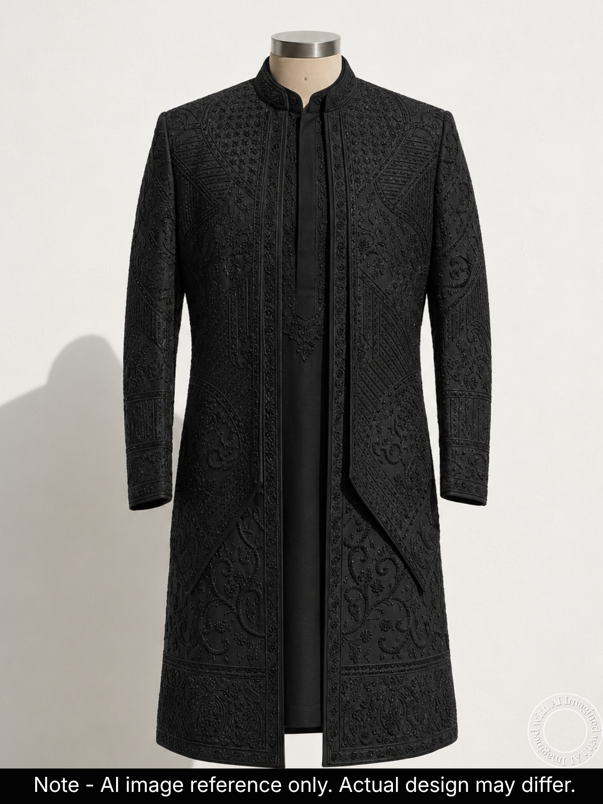 the-virasat-a-unstitched-black-indowestern-fabric-for-men-20724-front-view