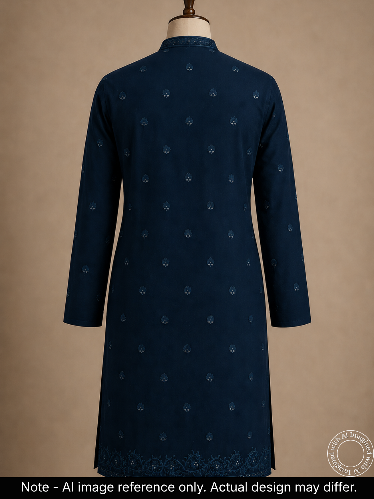 the-kohinoor-unstitched-teal-blue-kurta-fabric-for-men-20735-back-view