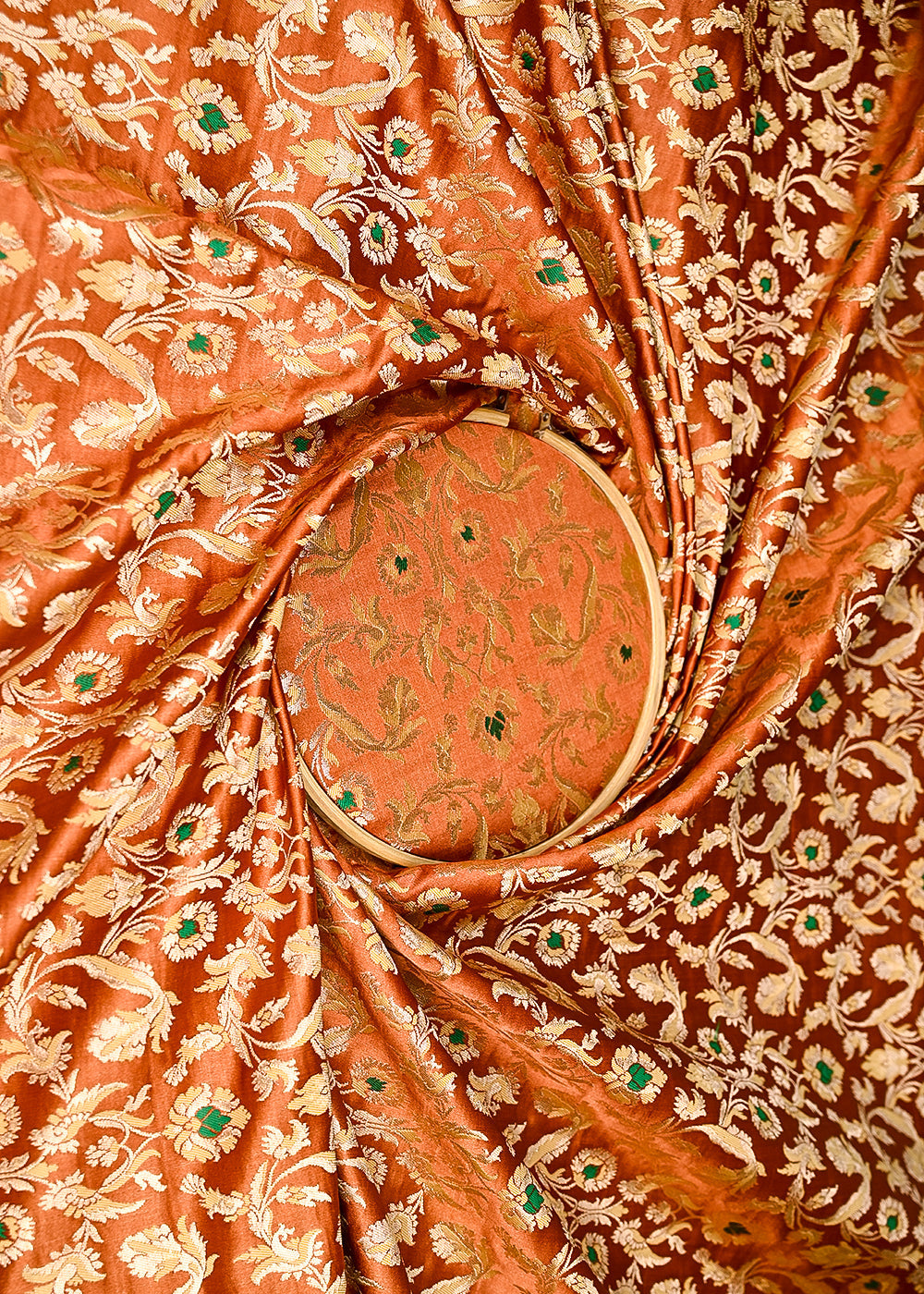 Rust-Brown-Banarasi-Brocade-Fabric-With-All-Over-Thread-And-Zari-Handloom-20769-close-view