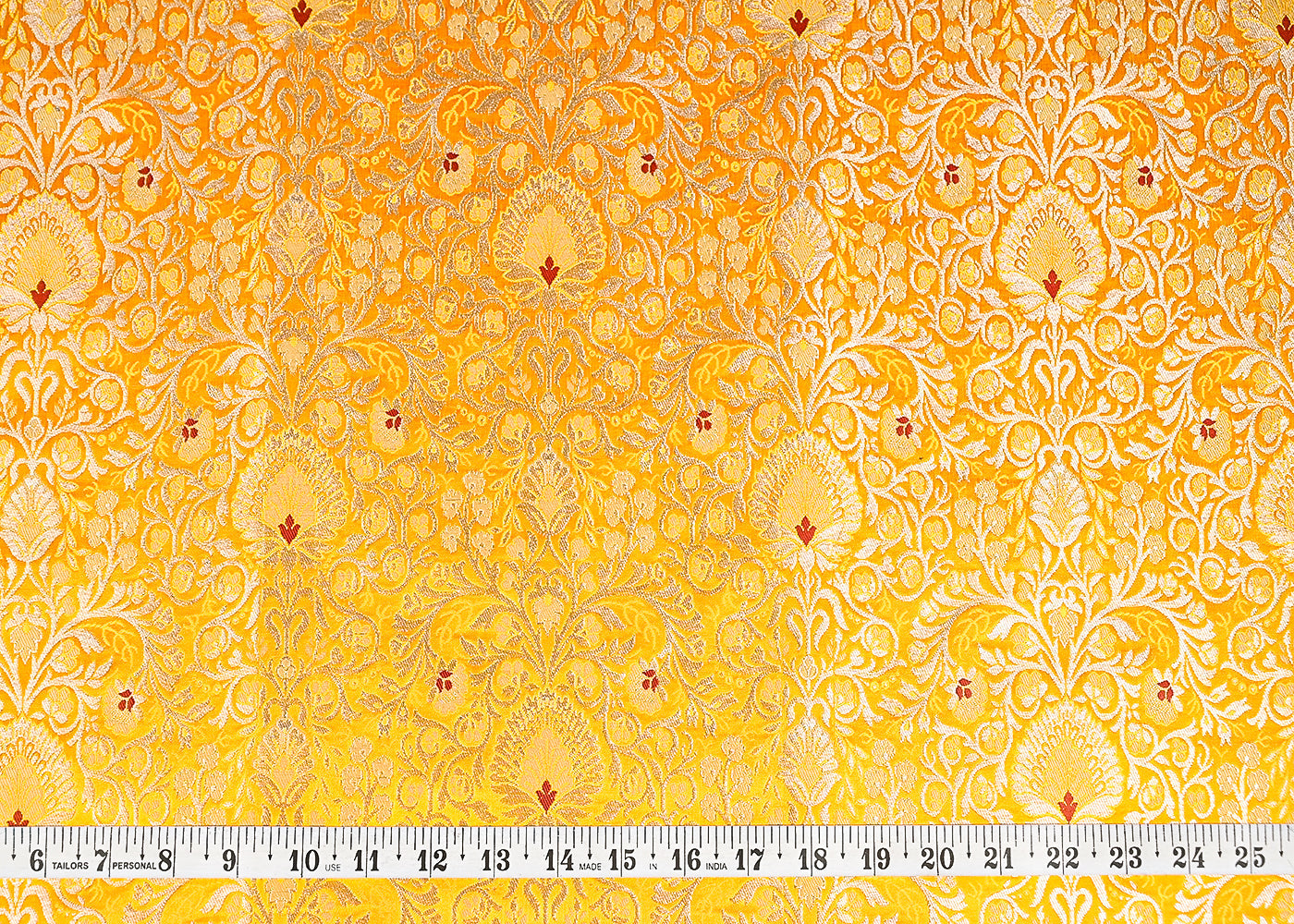 Mustard Banarasi Brocade Fabric With All Over Thread And Zari Handloom 20771