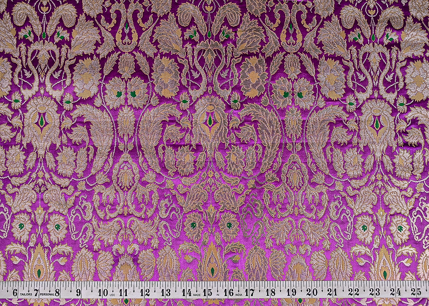 Lavender Pure Banarasi Brocade Fabric With All Over Thread And Zari Handloom 20788