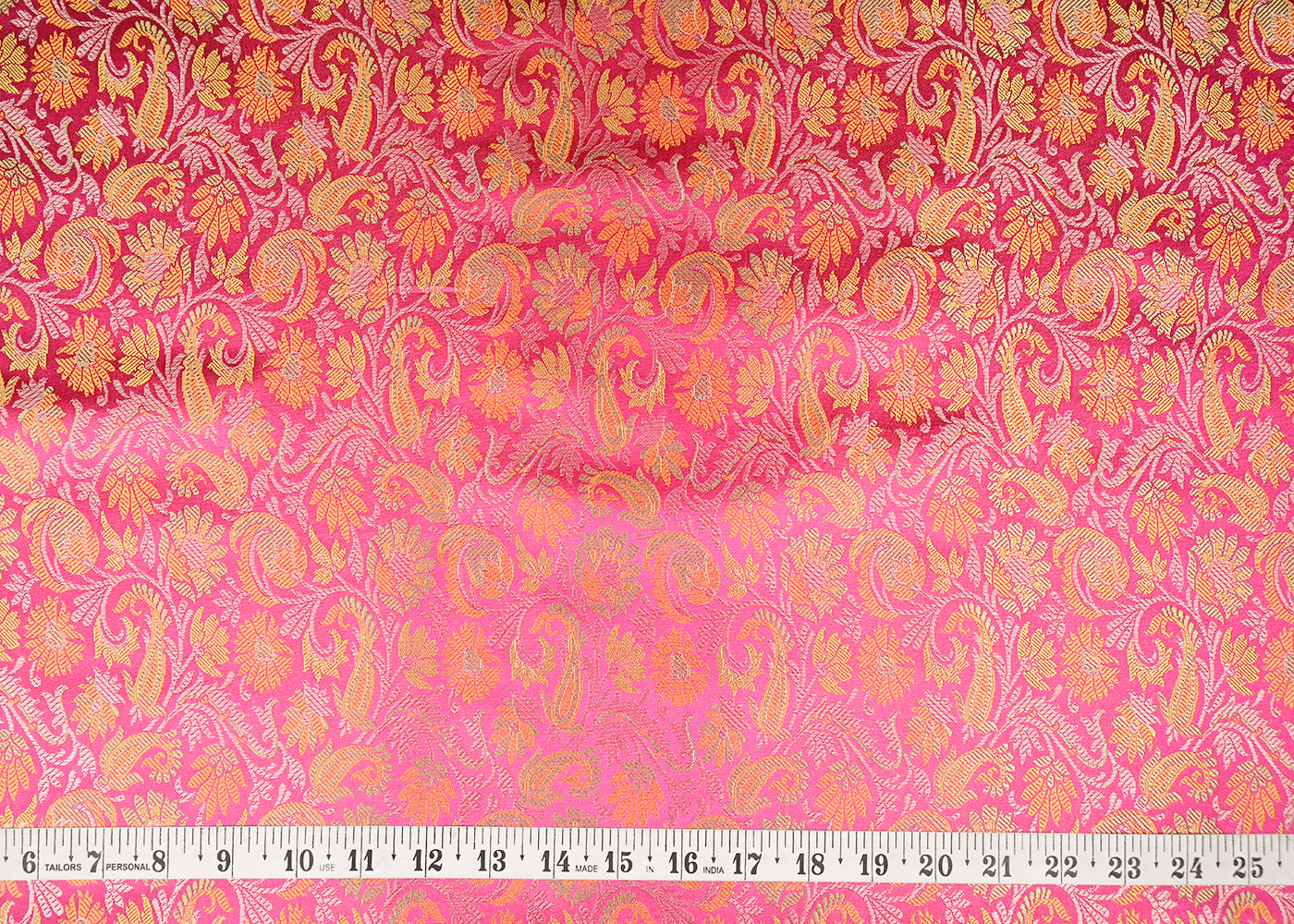 Rani Pink Banarasi Brocade Fabric With All Over Thread And Zari Handloom 20790