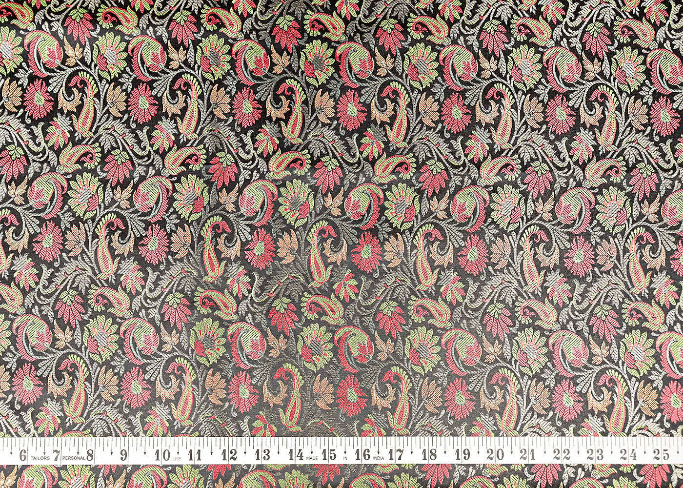 Black Banarasi Brocade Fabric With All Over Thread And Zari Handloom 20793