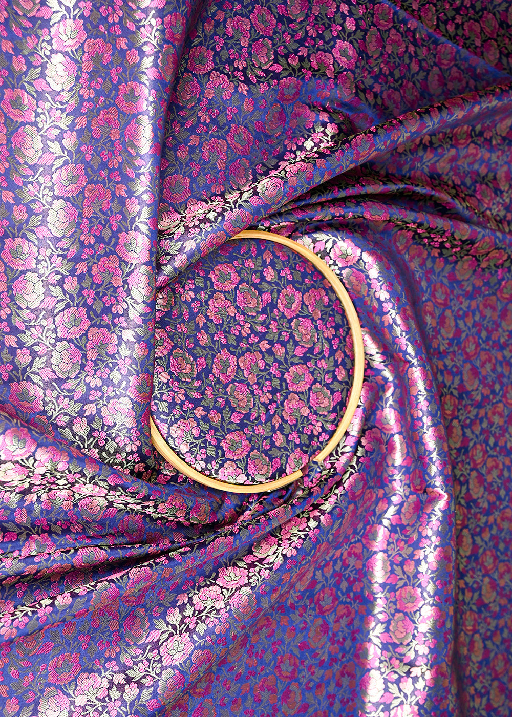 Navy-Blue-Banarasi-Brocade-Fabric-With-All-Over-Thread-And-Zari-Handloom-20794-close-view