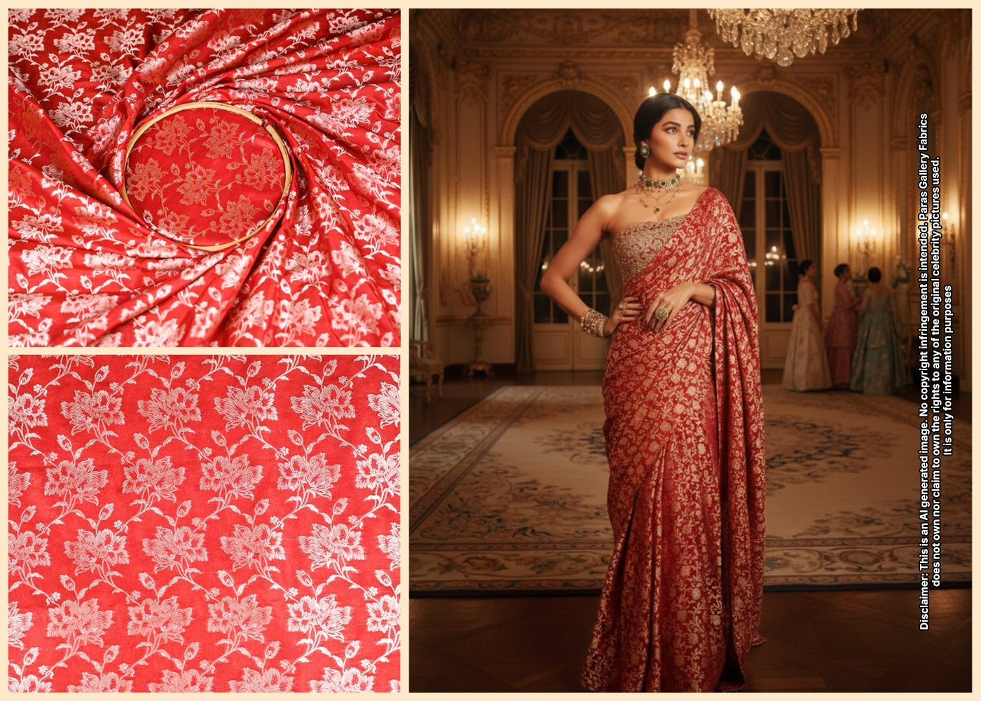 Pooja Hegde Inspired Edition | Maroon Banarasi Brocade Unstitched Fabric 20807