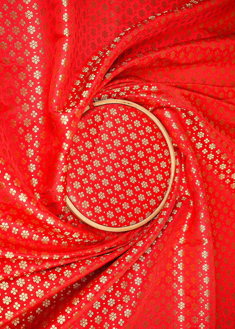 Red-Banarasi-Brocade-Fabric-With-All-Over-Golden-Zari-Handloom-20814-close-view
