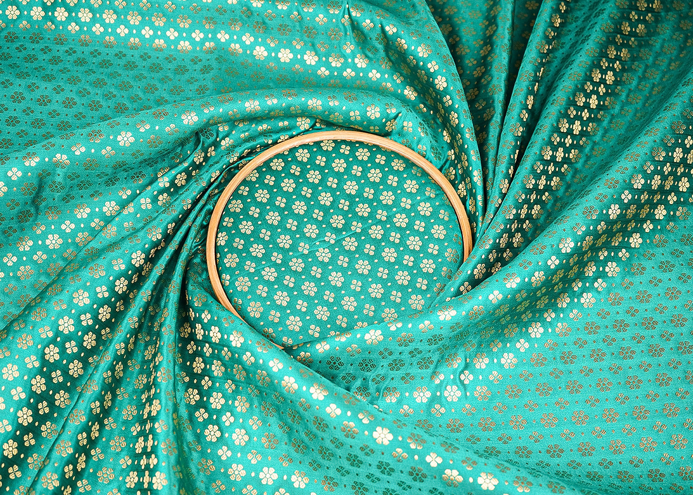 Rama-Green-Banarasi-Brocade-Fabric-With-All-Over-Golden-Zari-Handloom-20818-close-view