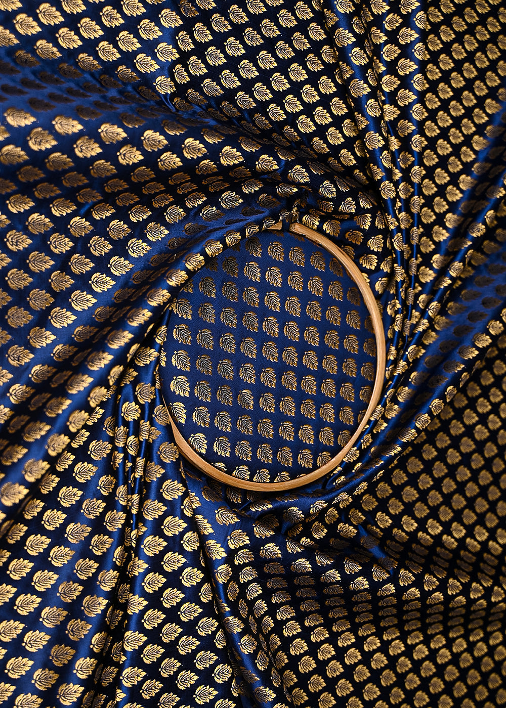 Navy-Blue-Banarasi-Brocade-Fabric-With-All-Over-Golden-Zari-Handloom-20823-close-view