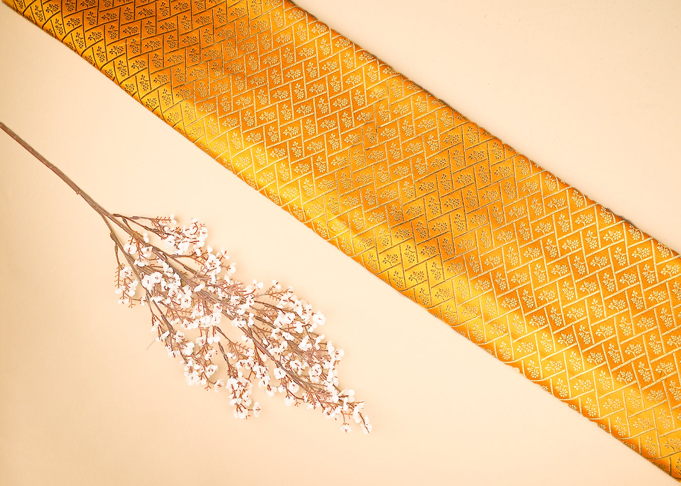 Mustard-Banarasi-Brocade-Fabric-With-All-Over-Golden-Zari-Handloom-20831