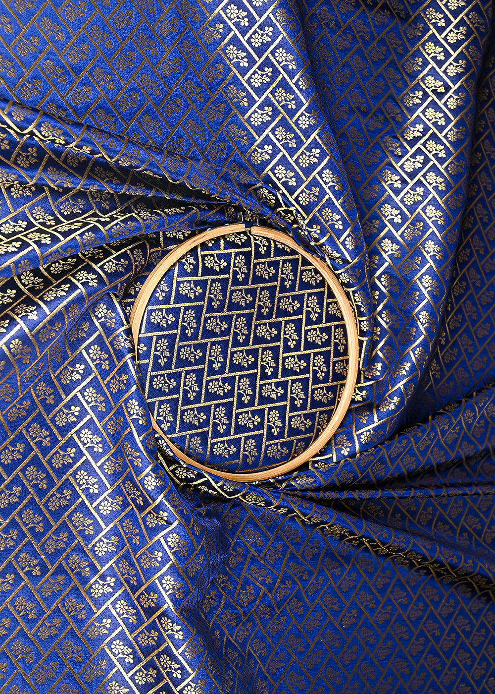 Navy-Blue-Banarasi-Brocade-Fabric-With-All-Over-Golden-Zari-Handloom-20836-close-view
