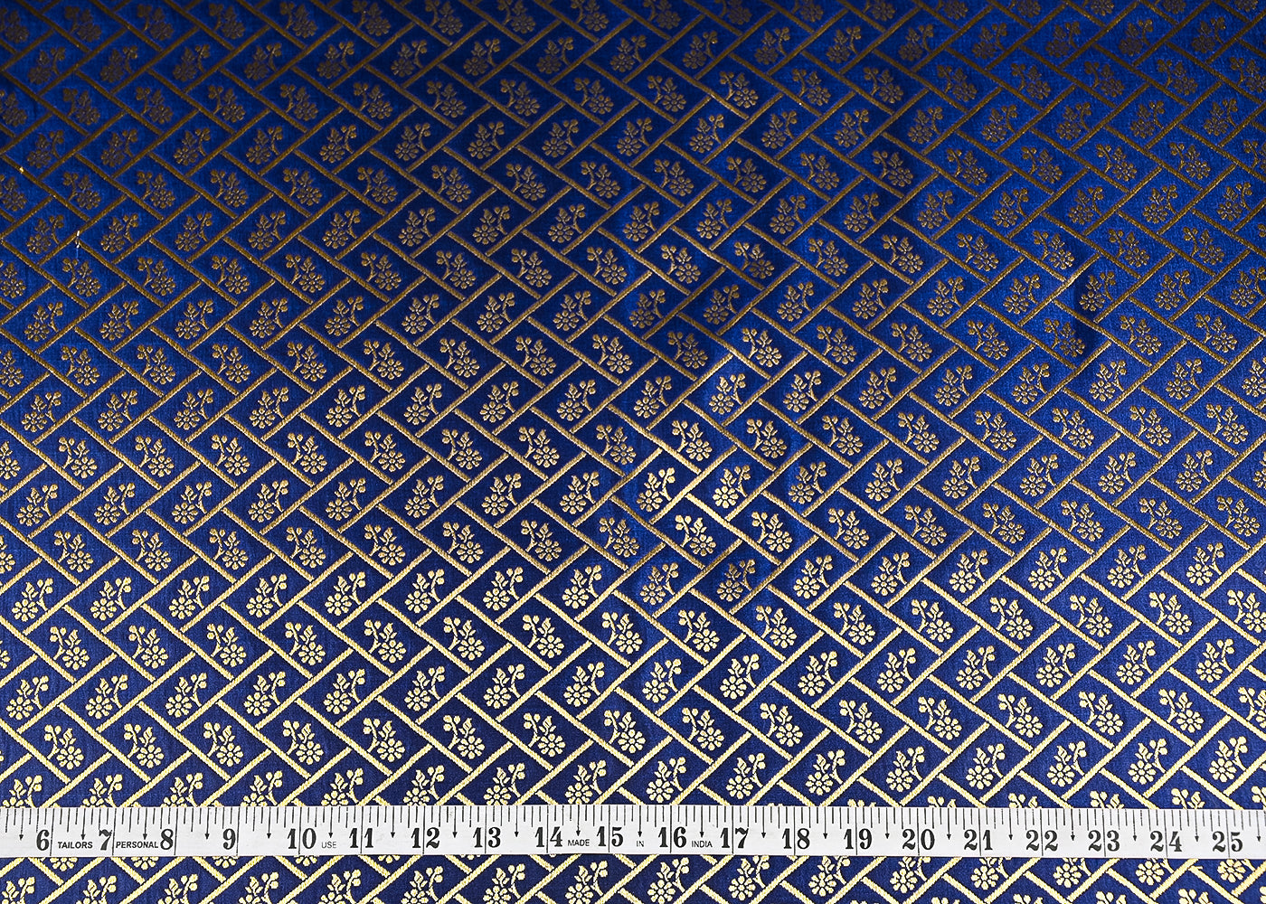Navy-Blue-Banarasi-Brocade-Fabric-With-All-Over-Golden-Zari-Handloom-20836-measurement-view
